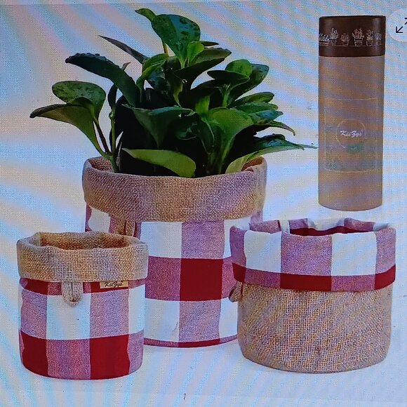 Share Plant pot holders KIIZYS Woven Indoor Planter Red Reversible 3 Pot baskets - Picture 1 of 7